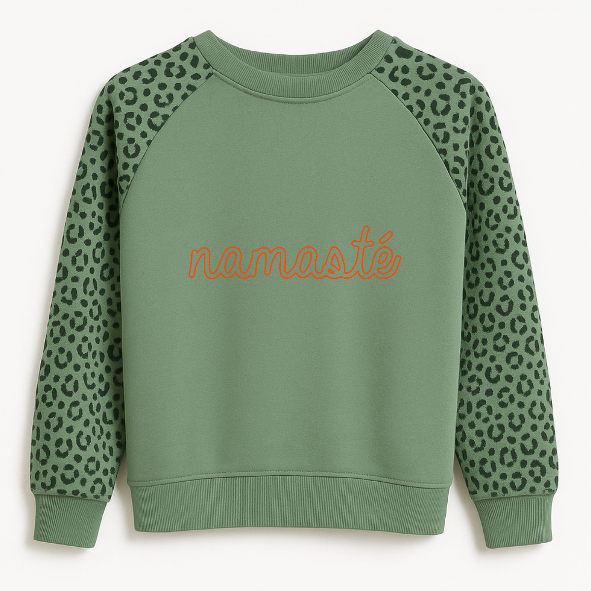 Oversize Bisiklet Yaka Sweatshirt Siyah Leo Desenli Raglan Kol