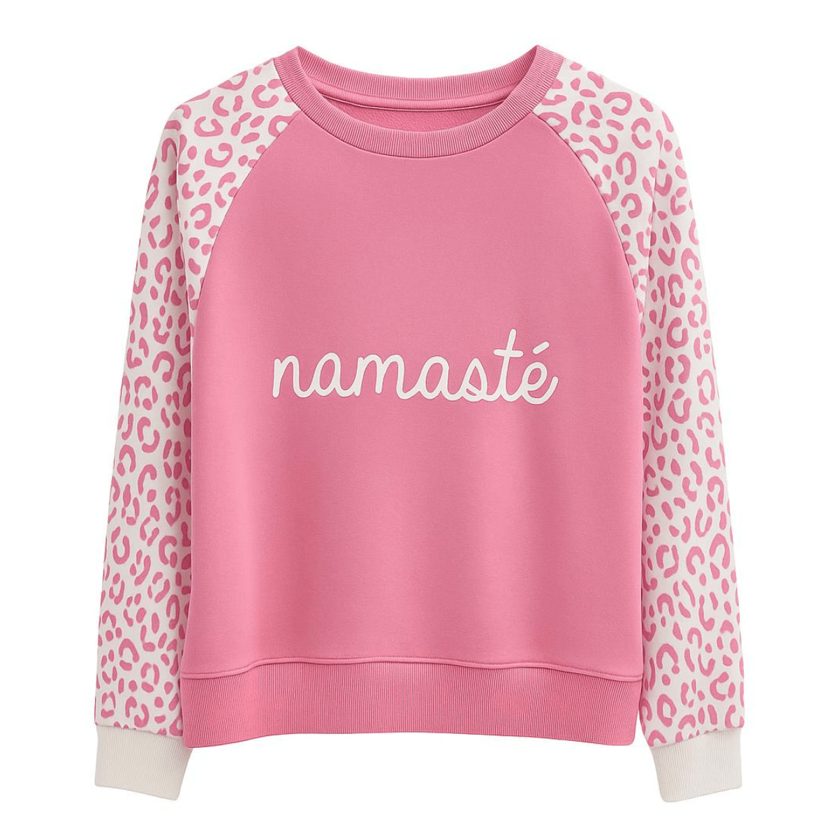 Oversize Bisiklet Yaka Sweatshirt Şeker Pembe Leo Desenli